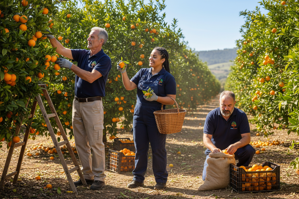 pero que este todos trabajando en los arboles y lleven un uniforme conjunto pero que no sean las mismas personas